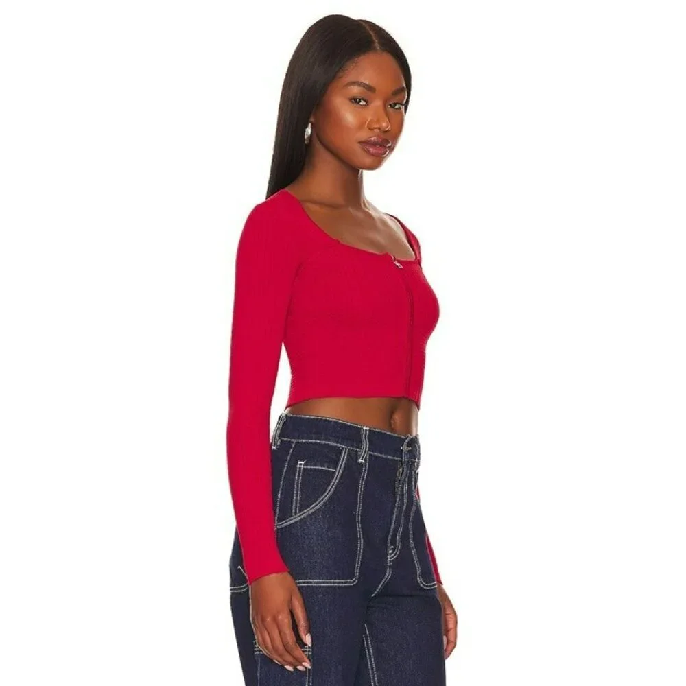 ALL THE WAYS Victoria Bustier Crop Top in Red